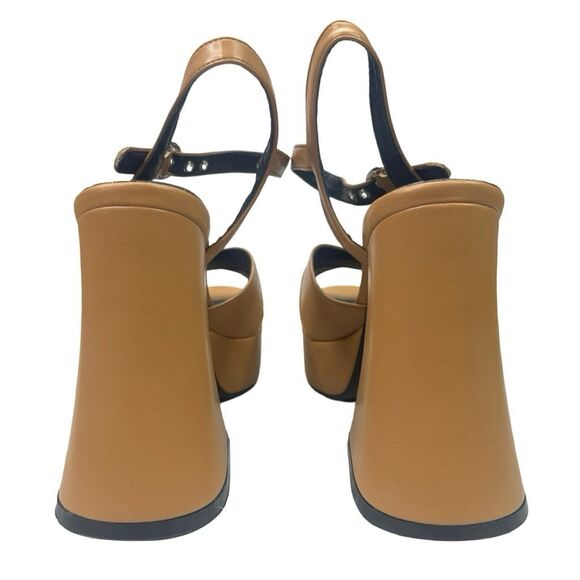 Lamoda Flared Platform Heel Sandal - Camel - Size 8 (UK6) - Picture 4 of 9